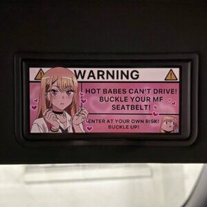 Anime Pink Warning Car Sticker Interior Decoration Decal Sticker